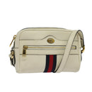 GUCCI Sherry Line Shoulder Bag Leather White Red Navy 517350 Auth 118604-1