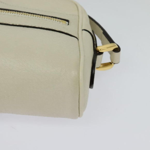 GUCCI Sherry Line Shoulder Bag Leather White Red Navy 517350 Auth 118604