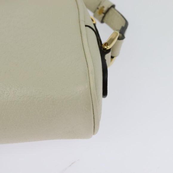 GUCCI Sherry Line Shoulder Bag Leather White Red Navy 517350 Auth 118604