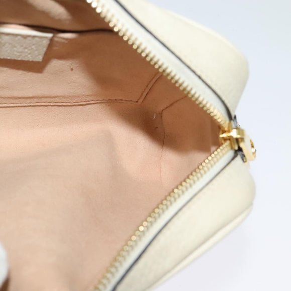 GUCCI Sherry Line Shoulder Bag Leather White Red Navy 517350 Auth 118604