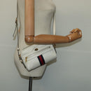 GUCCI Sherry Line Shoulder Bag Leather White Red Navy 517350 Auth 118604-21