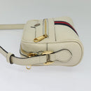 GUCCI Sherry Line Shoulder Bag Leather White Red Navy 517350 Auth 118604-4