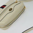 GUCCI Sherry Line Shoulder Bag Leather White Red Navy 517350 Auth 118604-6