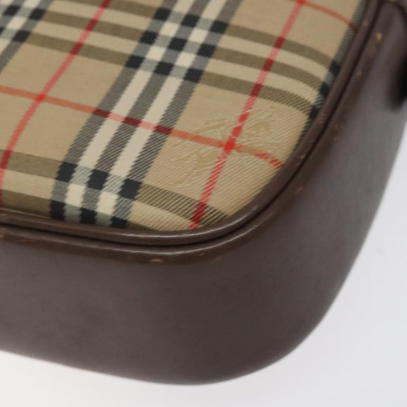 Burberrys Nova Check Shoulder Bag Canvas Beige Gold Auth 118605