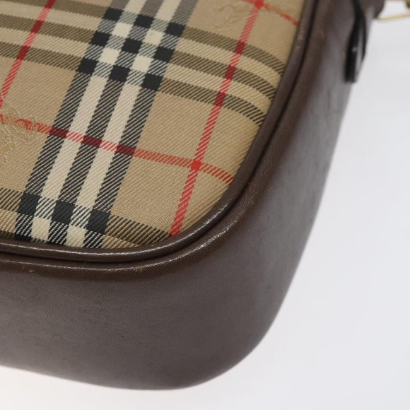 Burberrys Nova Check Shoulder Bag Canvas Beige Gold Auth 118605