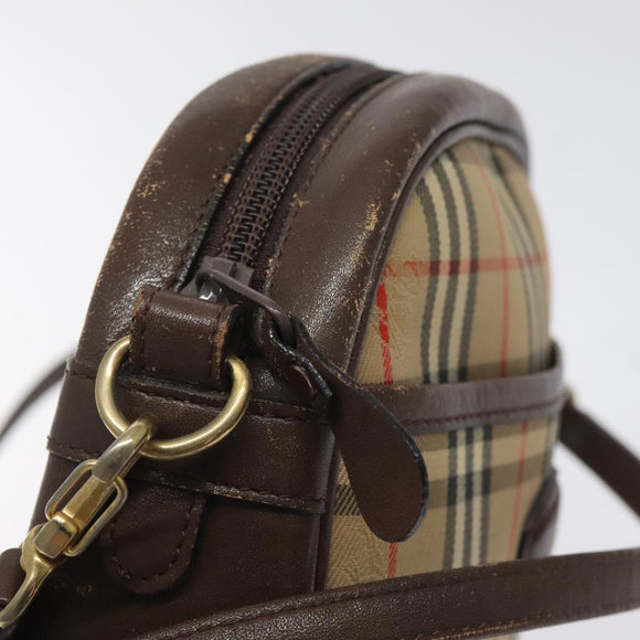 Burberrys Nova Check Shoulder Bag Canvas Beige Gold Auth 118605