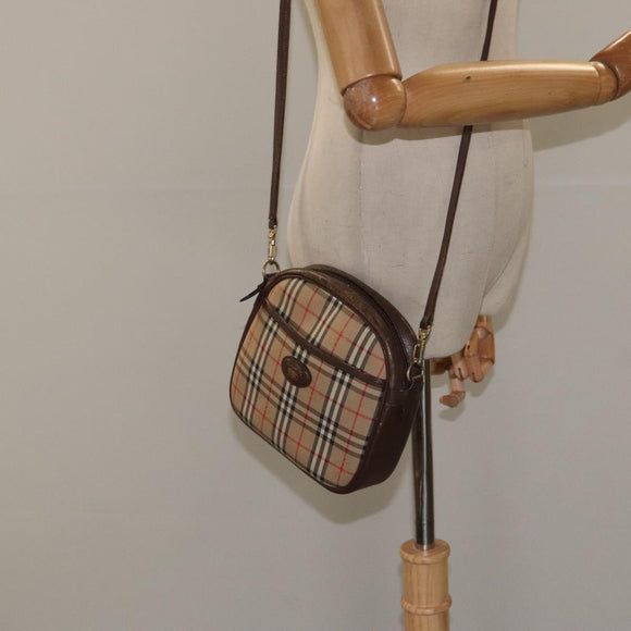 Burberrys Nova Check Shoulder Bag Canvas Beige Gold Auth 118605