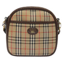 Burberry Nova Check Umhängetasche Canvas Beige Gold Auth 118605-13