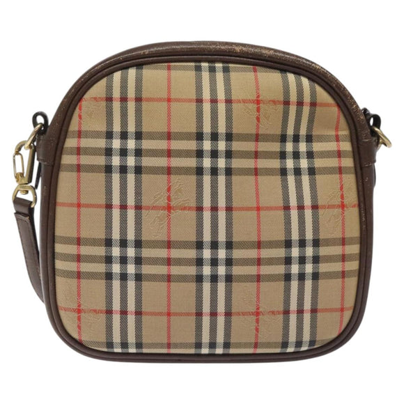 Burberry Nova Check Umhängetasche Canvas Beige Gold Auth 118605