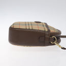 Burberry Nova Check Umhängetasche Canvas Beige Gold Auth 118605-3
