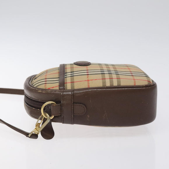 Burberrys Nova Check Shoulder Bag Canvas Beige Gold Auth 118605