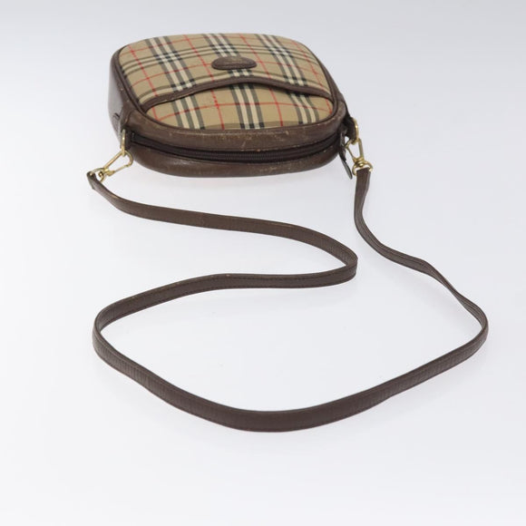 Burberry Nova Check Umhängetasche Canvas Beige Gold Auth 118605