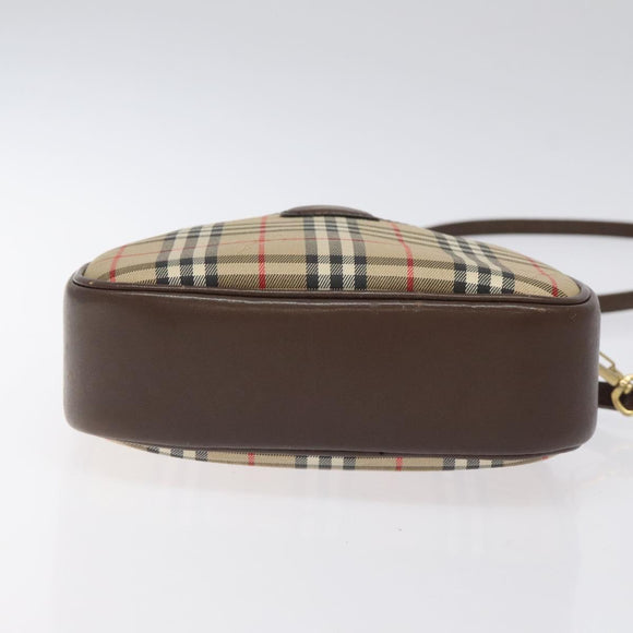 Burberry Nova Check Umhängetasche Canvas Beige Gold Auth 118605