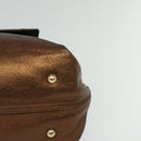 Salvatore Ferragamo Gancini Sofia Hand Bag Leather 2way Brown Gold Auth 118607-14