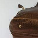 Salvatore Ferragamo Gancini Sofia Hand Bag Leather 2way Brown Gold Auth 118607-15