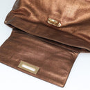 Salvatore Ferragamo Gancini Sofia Hand Bag Leather 2way Brown Gold Auth 118607-10