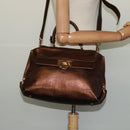 Salvatore Ferragamo Gancini Sofia Hand Bag Leather 2way Brown Gold Auth 118607-24