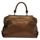 Salvatore Ferragamo Gancini Sofia Hand Bag Leather 2way Brown Gold Auth 118607-2