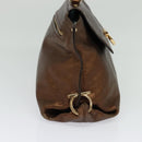 Salvatore Ferragamo Gancini Sofia Hand Bag Leather 2way Brown Gold Auth 118607-3