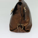 Salvatore Ferragamo Gancini Sofia Hand Bag Leather 2way Brown Gold Auth 118607-4