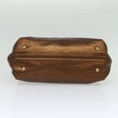 Salvatore Ferragamo Gancini Sofia Hand Bag Leather 2way Brown Gold Auth 118607-5