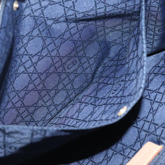 Christian Dior Tote Bag Denim Navy Gold Auth 118610