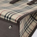 BURBERRY Nova Check Hand Bag Canvas Beige Silver Auth 118612-9
