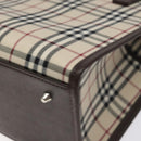 BURBERRY Nova Check Hand Bag Canvas Beige Silver Auth 118612-15