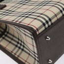 BURBERRY Nova Check Hand Bag Canvas Beige Silver Auth 118612-16