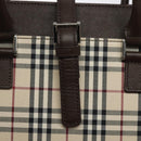 BURBERRY Nova Check Hand Bag Canvas Beige Silver Auth 118612-17