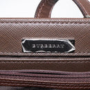 BURBERRY Nova Check Hand Bag Canvas Beige Silver Auth 118612-10