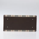 BURBERRY Nova Check Hand Bag Canvas Beige Silver Auth 118612-5