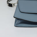 PRADA Schultertasche Leder Hellblau Silber Auth 118618-9