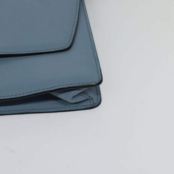 PRADA Shoulder Bag Leather Light Blue Silver Auth 118618