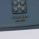 PRADA Schultertasche Leder Hellblau Silber Auth 118618-17