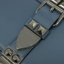 PRADA Schultertasche Leder Hellblau Silber Auth 118618-10