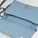 PRADA Schultertasche Leder Hellblau Silber Auth 118618-18