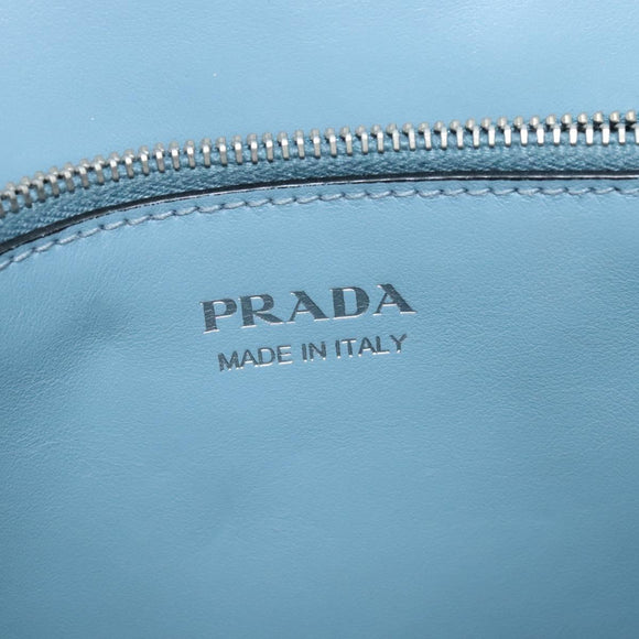 PRADA Shoulder Bag Leather Light Blue Silver Auth 118618