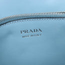 PRADA Schultertasche Leder Hellblau Silber Auth 118618-19