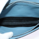 PRADA Schultertasche Leder Hellblau Silber Auth 118618-11