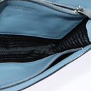PRADA Schultertasche Leder Hellblau Silber Auth 118618-20