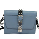 PRADA Schultertasche Leder Hellblau Silber Auth 118618-13