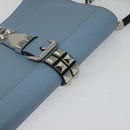 PRADA Shoulder Bag Leather Light Blue Silver Auth 118618-6