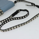 PRADA Schultertasche Leder Hellblau Silber Auth 118618-7