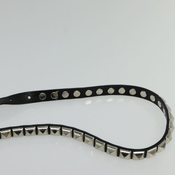 PRADA Shoulder Bag Leather Light Blue Silver Auth 118618