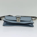 PRADA Schultertasche Leder Hellblau Silber Auth 118618-5