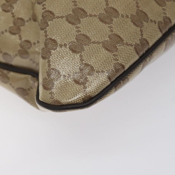 GUCCI GG Crystal Shoulder Bag Coated Canvas Beige Gold 190628 Auth 118619