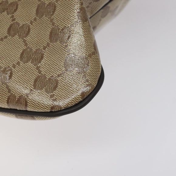GUCCI GG Crystal Shoulder Bag Coated Canvas Beige Gold 190628 Auth 118619