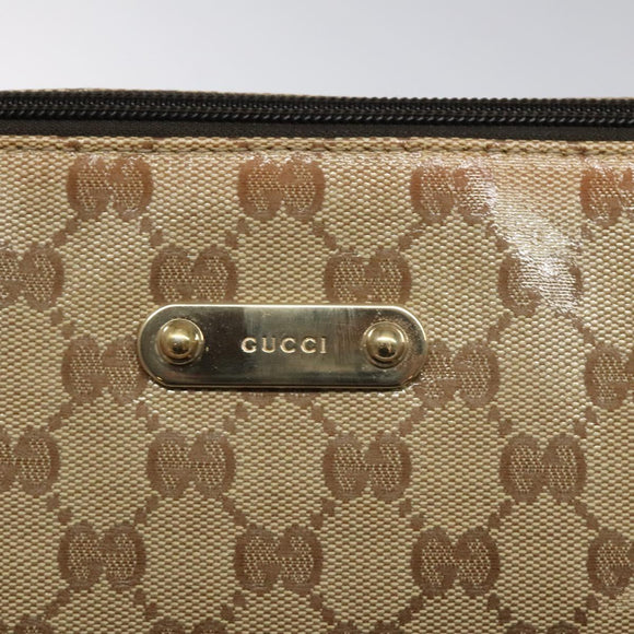 GUCCI GG Crystal Shoulder Bag Coated Canvas Beige Gold 190628 Auth 118619