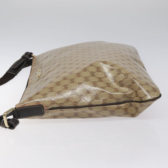 GUCCI GG Crystal Shoulder Bag Coated Canvas Beige Gold 190628 Auth 118619